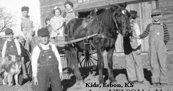 Bill, Patty & Yvonda PEROUTEK; Don, Darrell & Connie McGINNIS; Jerry NELSON; Norman SMITH c.1940, Esbon, Jewell Co. KS 